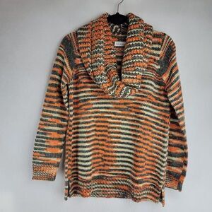 525 America Womens Size Small Orange Green Crewneck Wool Blend Sweater w Eternit